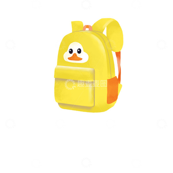 源文件下載【趣麥麥圖】-黃色卡通兒插開(kāi)學(xué)季兒童學(xué)生鴨子書包手繪圖
