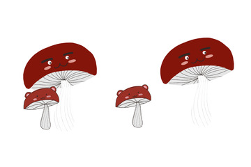 手繪童話風紅蘑菇可愛白桿桿紅傘傘手賬貼紙