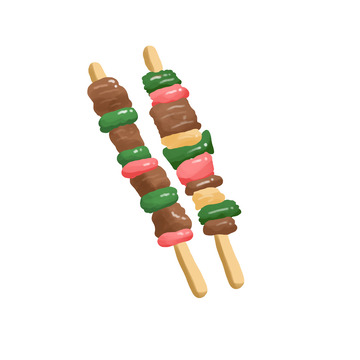 卡通手繪地方小吃羊肉串串串插畫元素