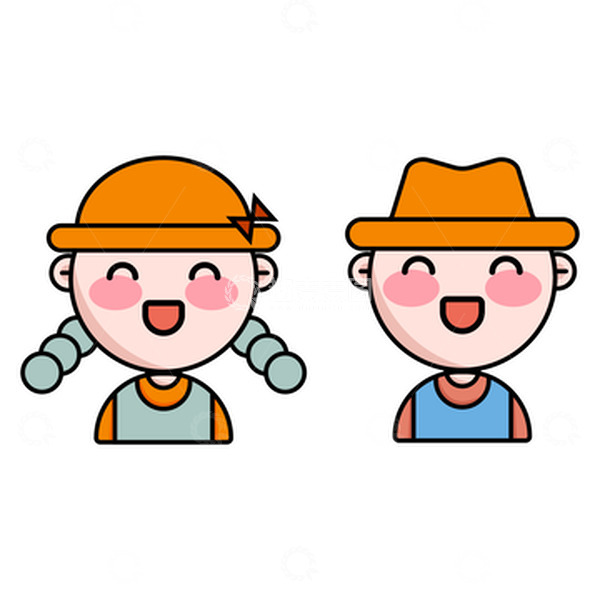 源文件下載【趣麥麥圖】-卡通男孩女孩頭像矢量頭像