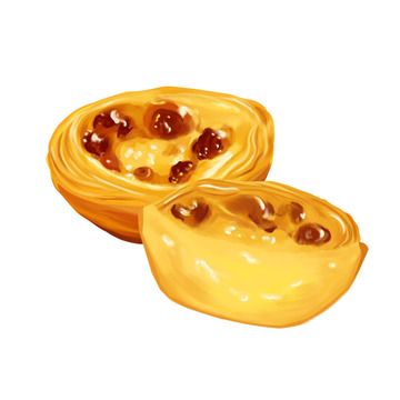 卡通手繪蛋撻元素圖