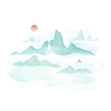 傳統(tǒng)國風(fēng)水墨山水圖