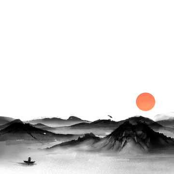 水墨群山意境國風(fēng)元素