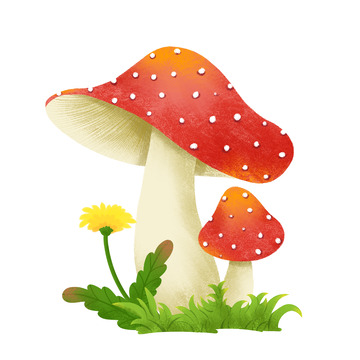 可愛溫馨童話風紅色手繪蘑菇