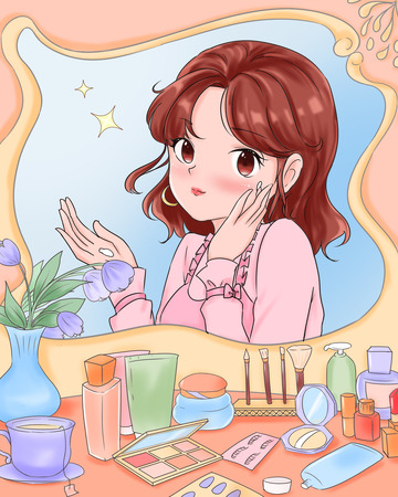 美容海報(bào)元素護(hù)膚化妝彩妝女生