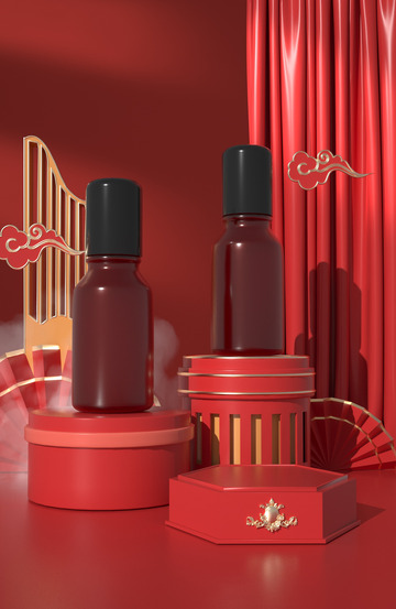 3D立體美妝美容復(fù)古國潮美容海報(bào)