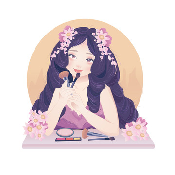 粉紅色創(chuàng)意唯美女孩化妝美容海報(bào)元素