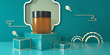 3D立體美容面霜護(hù)膚海報(bào)背景