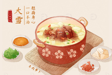 傳統(tǒng)節(jié)氣大雪冬天冬至羊肉蘿卜湯
