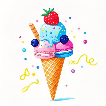 水彩卡通手繪冰激淋素材