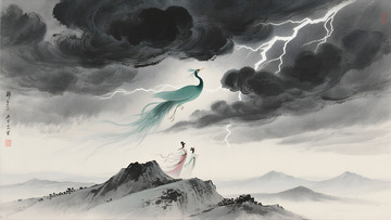 墨云驚羽鳳舞雷天