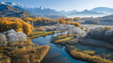 秋冬江河美景