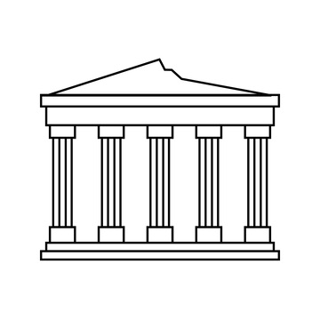 希腊帕特农神庙神殿建筑线稿地标简笔画
