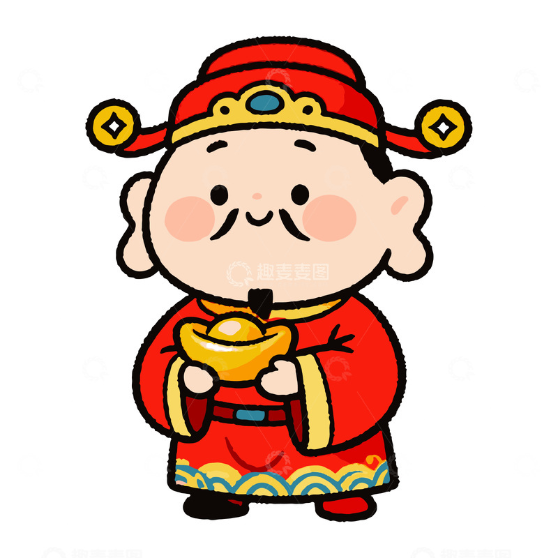 源文件下载【趣麦麦图】-卡通可爱财神爷