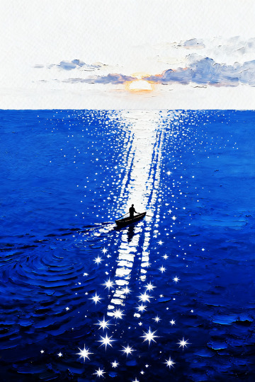 油畫海洋孤舟者1