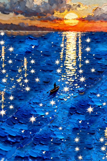 油畫海洋孤舟者3