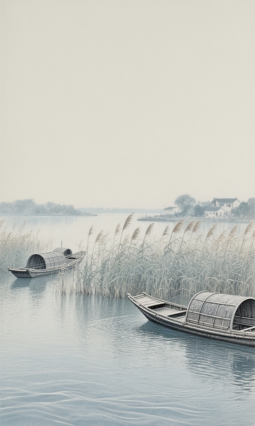 工筆畫江上泛舟圖3