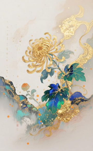 古風(fēng)金彩花卉裝飾畫