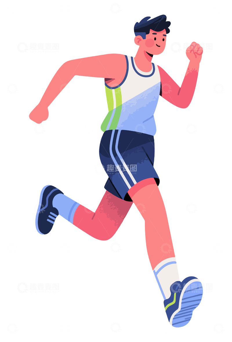 源文件下載【趣麥麥圖】-卡通跑步運動員插畫素材
