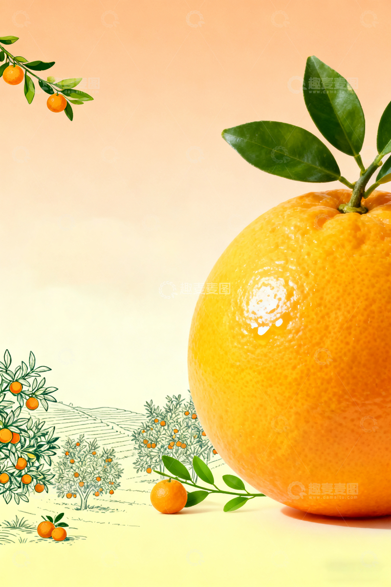 高清大圖下載【趣麥麥圖】-橙子插畫風光