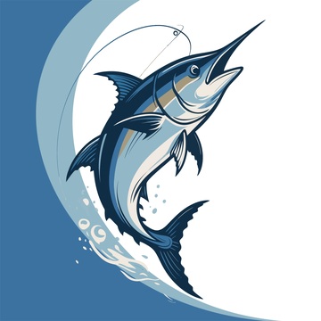 插畫風(fēng)格躍起魚設(shè)計素材