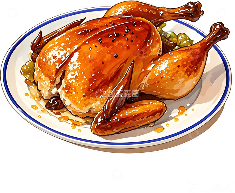 高清大圖下載【趣麥麥圖】-插畫風(fēng)烤雞美食插畫設(shè)計素材