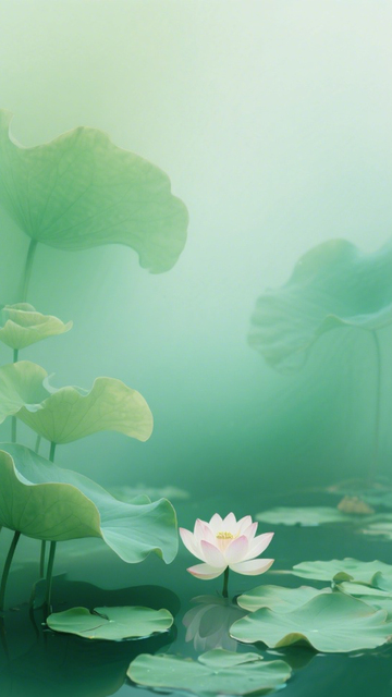 綠荷白蓮清新氛圍1