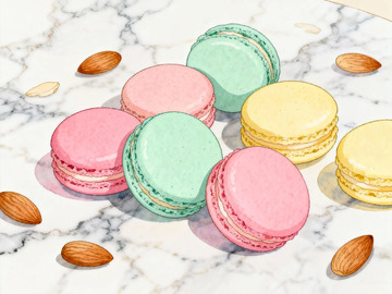 手繪馬卡龍美食插畫