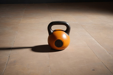 地面上的橙色壺鈴
