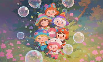 童話風兒童插畫泡泡花園