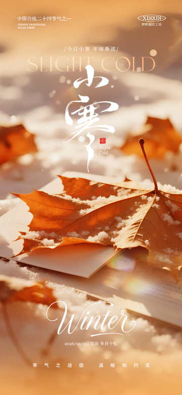 暖色調(diào)小寒節(jié)氣海報設(shè)計