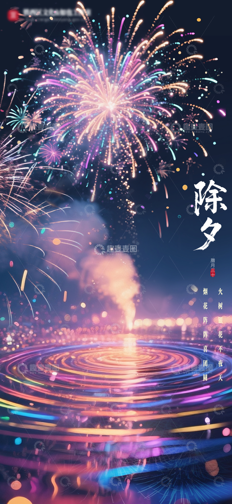 源文件下載【趣麥麥圖】-煙花絢麗除夕夜慶典海報