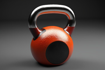 橙色健身壺鈴特寫