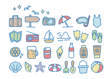 夏日海灘度假圖標(biāo)集