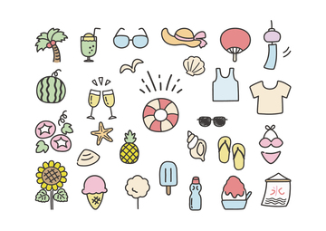 夏日海灘度假圖標(biāo)集合