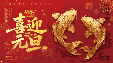 馬年錦鯉喜慶元旦海報(bào)設(shè)計(jì)