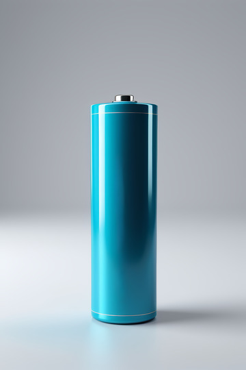 藍(lán)色圓柱形電池特寫