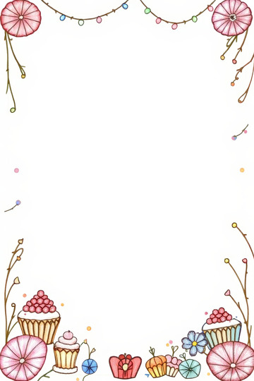 手繪蛋糕花朵裝飾邊框