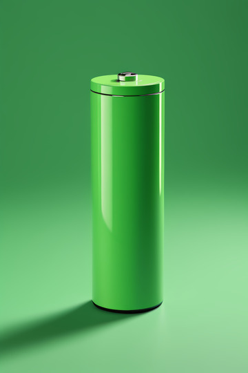 綠色圓柱形電池特寫
