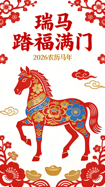 瑞馬踏福滿門喜慶海報