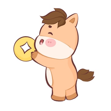 可愛卡通馬插畫