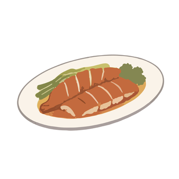 卡通風烤肉盤餐美食插畫