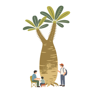 卡通風植物人物插畫設計素材