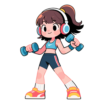 卡通健身女孩運動插畫