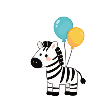 卡通風斑馬氣球插畫設計素材