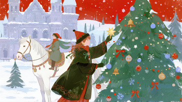 圣誕童話雪景裝飾插畫