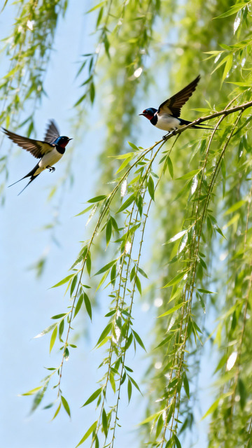 春日柳枝燕子飞