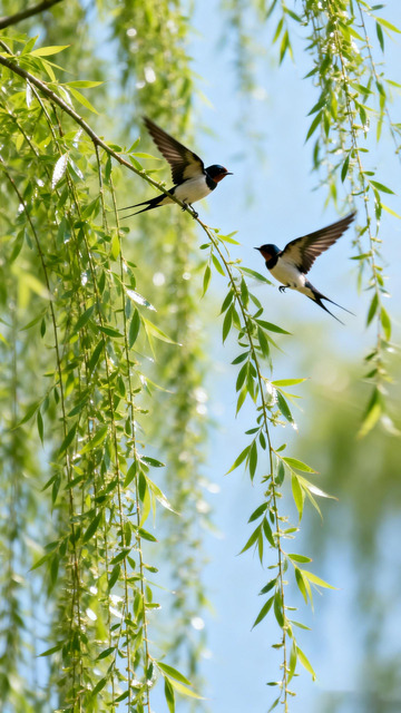 春光燕子飞柳枝