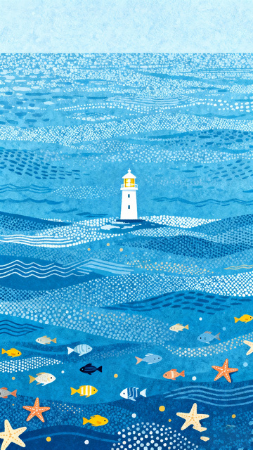 海洋風(fēng)光燈塔插畫