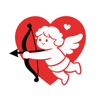 卡通愛神丘比特心形圖案